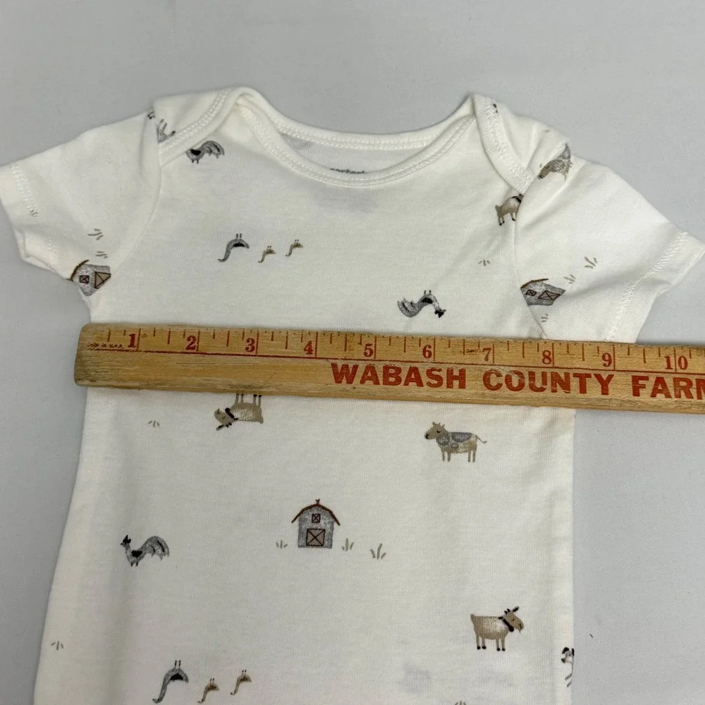 Carters Baby 9 Months Farm Animal Bodysuit and Velour Cow Pants Set White Cotton